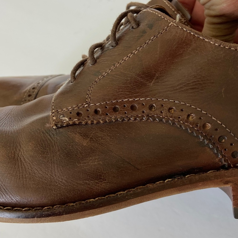 Florsheim Brown Leather‎ Cap Toe Castellano Shoes Distressed Size 9.5 D - Picture 5 of 10